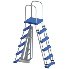 SWIMLINE HYDROTOOLS 5-Step A-Frame Pool Ladder, White & Blue