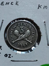 NEW ZEALAND 3 PENCE 1933 SILVER