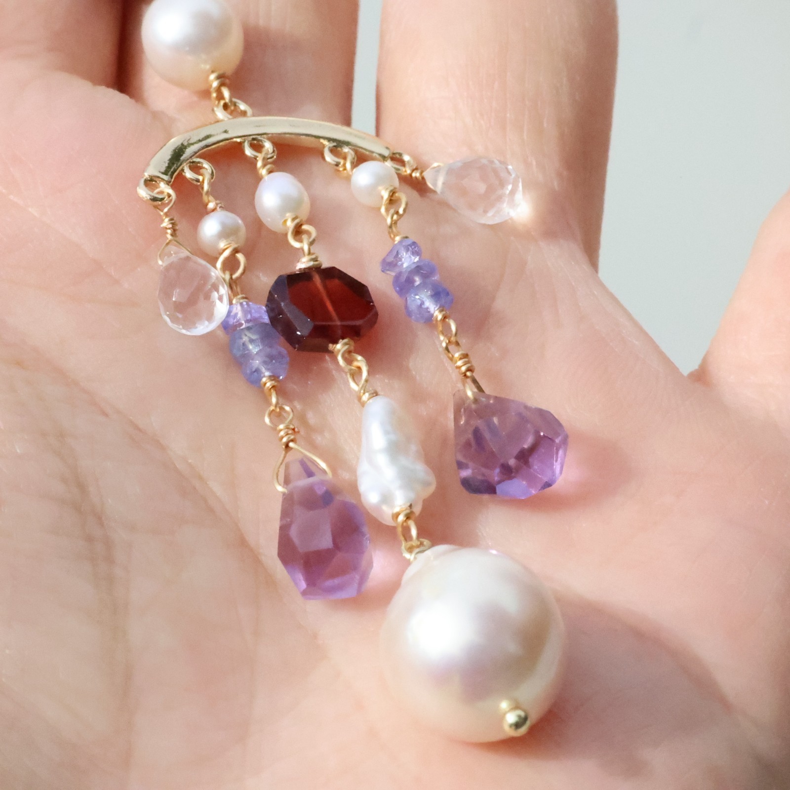 Collier améthyste iolite grenat tanzanite collier de perles en cristal véritable - 4