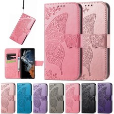 For Samsung Galaxy S26 S25 S24 S23 S22 PU Leather Butterfly Magnetic Wallet Case