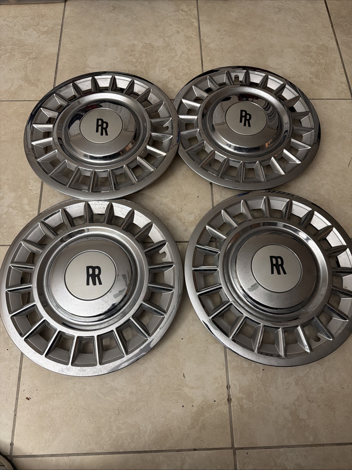 Vintage Rolls Royce RR Style Replacement Hubcaps - Set of 4 - Made in China/