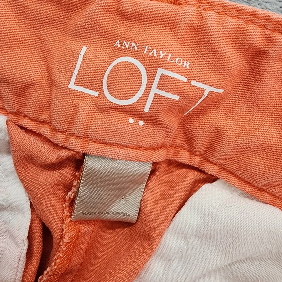 Ann Taylor LOFT Shorts Womens 6 Orange Original Mid Rise Cotton Twill 9in Summer - Image 3 of 4