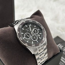 Bulova 98B401 Classic Marine Star Black Grey Dial Chronograph Men's Quartz Watch