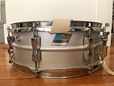 Vtg 1970's Ludwig Acrolite Blue/Olive Badge Snare Drum 14"x5" SN 1724017 w/ Case