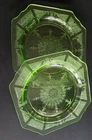 Vintage Federal Glass Co. "Tendril" Uranium Dessert Plate (set of 2)