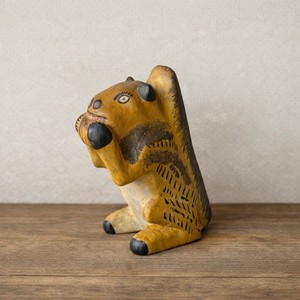 Vintage Mexican Painted Paper Mache Squirrel w/ Nut Folk Art Cartoneria 8”H