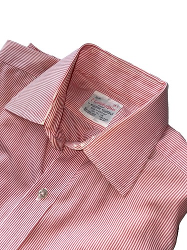 Turnbull & Asser, Vintage Turnbull & Asser Red White Cotton Pinstriped Dress Shirt Sz 15.5