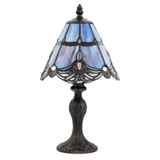 Quirky and Petite Purple Stained Glass Tiffany Lamp with Clear Beads by Happy...