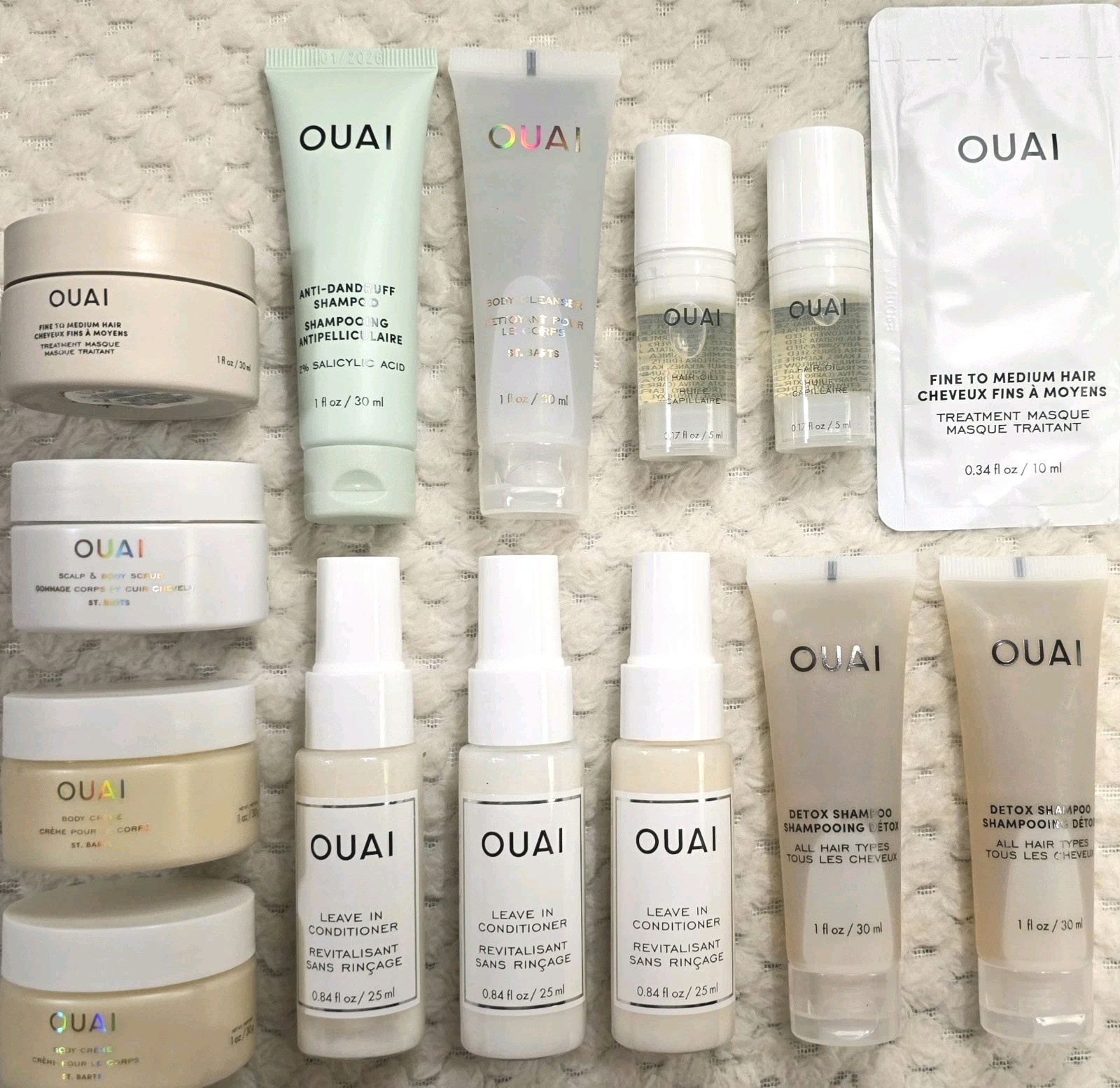 Ouai HUGE NEW LOT 14 Pieces Detox Shampoo Leave-In Conditioner Hair Oil Mask