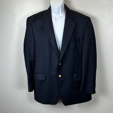 Lauren Ralph Lauren Blazer Sport Coat Men 43R Navy Blue Gold Buttons 100 Wool