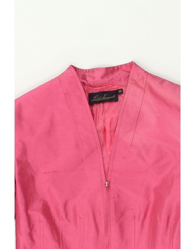 LUISA SPAGNOLI Womens Full Zip Blazer Jacket IT 42 Medium Pink Silk BA93 - Picture 3 of 3