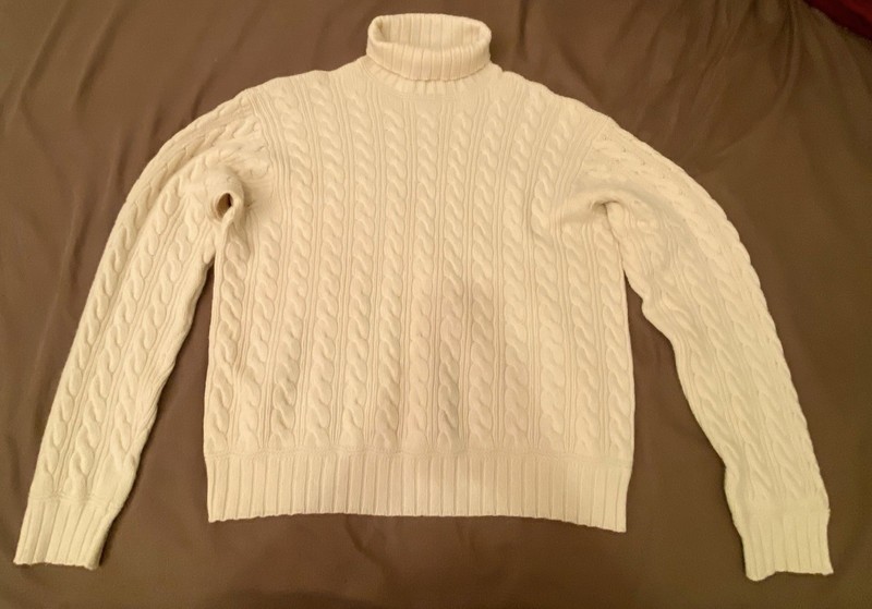 Polo Sport Ralph Lauren Vintage Men's Cream Cableknit Turtleneck Sweater Size L