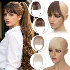 100% Real Air Bang with Temples Clip In Remy Human Hair Extensions Front Fringe