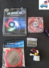 NEW Evercool Crystal 80mm x 35mm RED LED PC Cooling Fan + UV Sensitive Filter