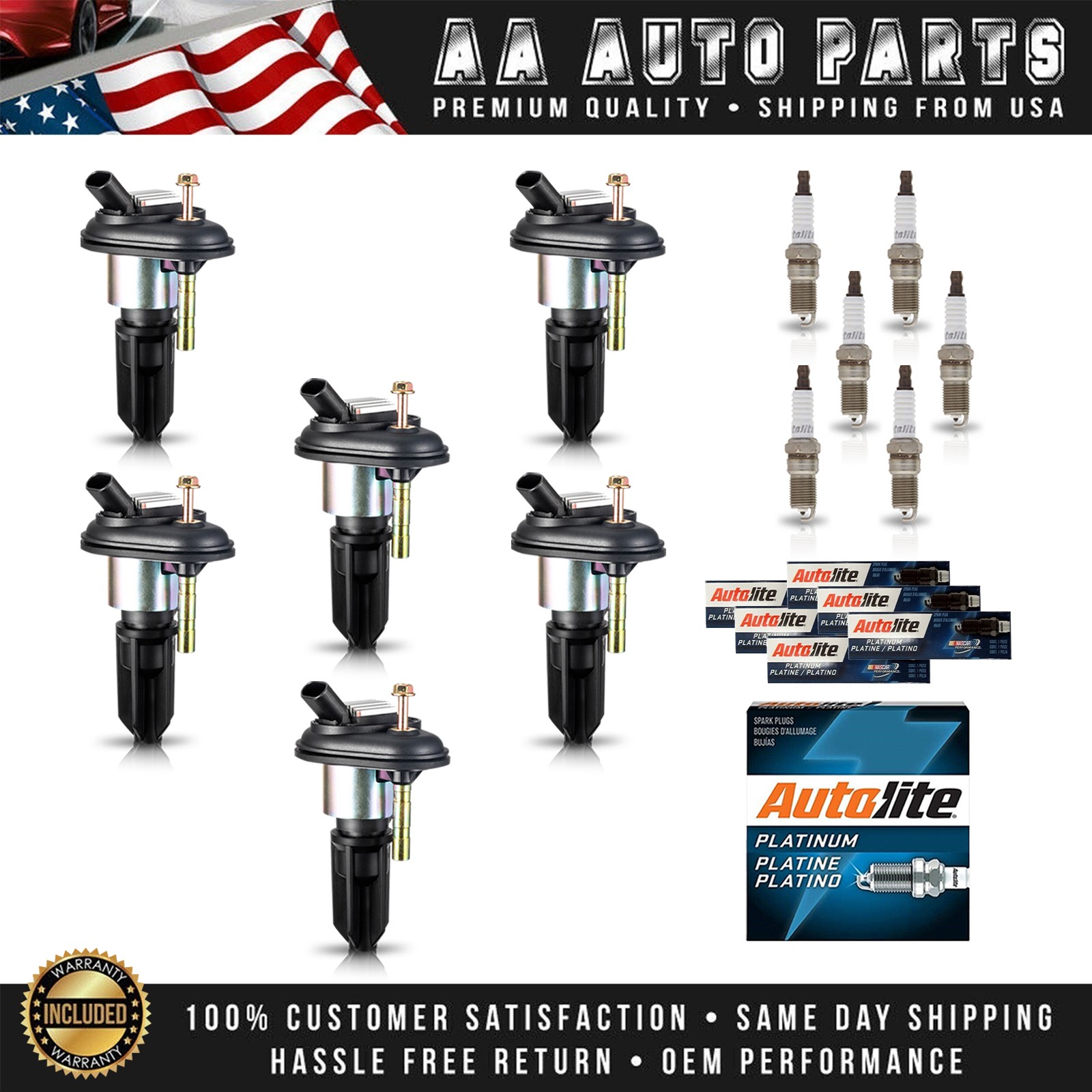 6 Ignition Coil  6 Autolite Platinum Spark Plug for 2002-2005 Chevy Trailblazer