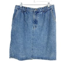 Vintage 90s Crossroads Denim Skirt Womens 31" Medium Wash Pockets