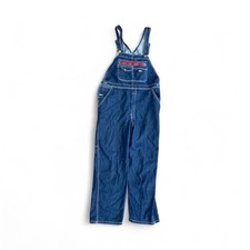 Dickies Denim Overalls Dark Wash Red Zip Pocket Adjustable Straps Size MR
