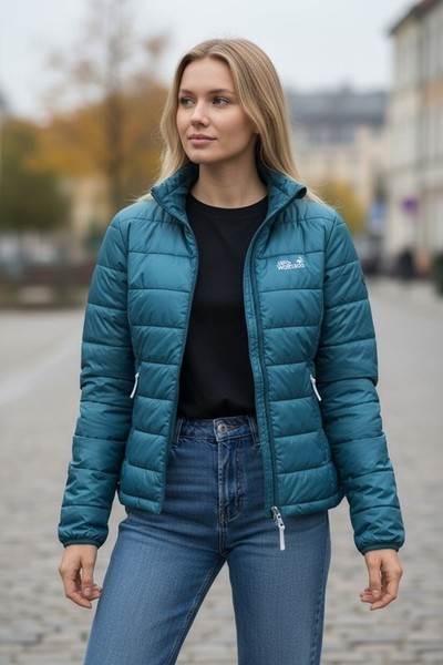 Women Jack Wolfskin Jacket Turquoise Polyester 36 #9DIK