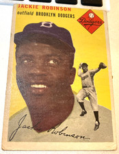 1954 topps baseball jackie robinson brooklyn dodgers card # 10 excellent