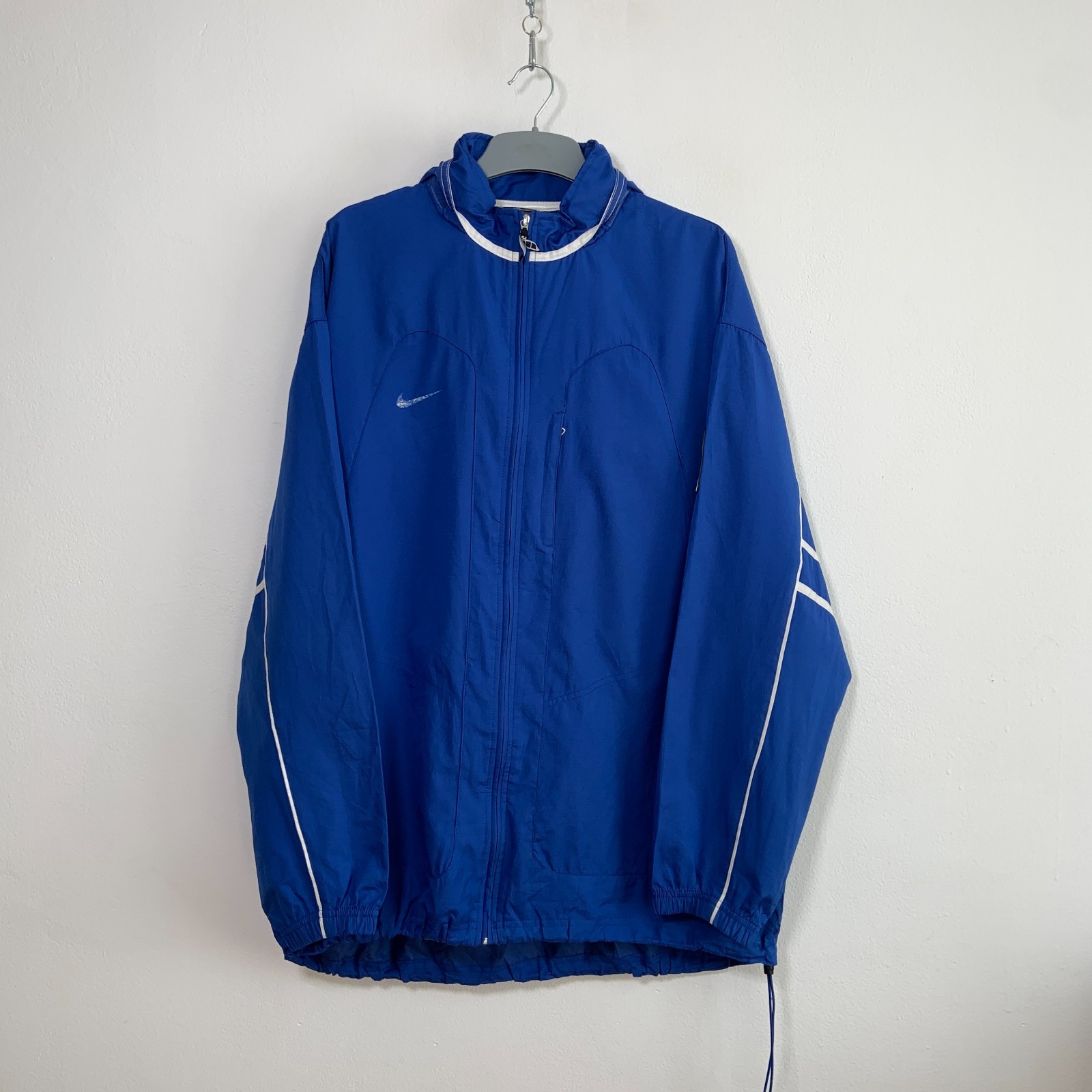 Chaqueta cortavientos Nike cremallera completa con capucha azul talla XL
