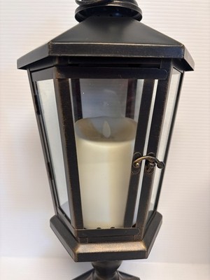 Luminara Windsor Lantern Real Flame Effect Candle Red 17in