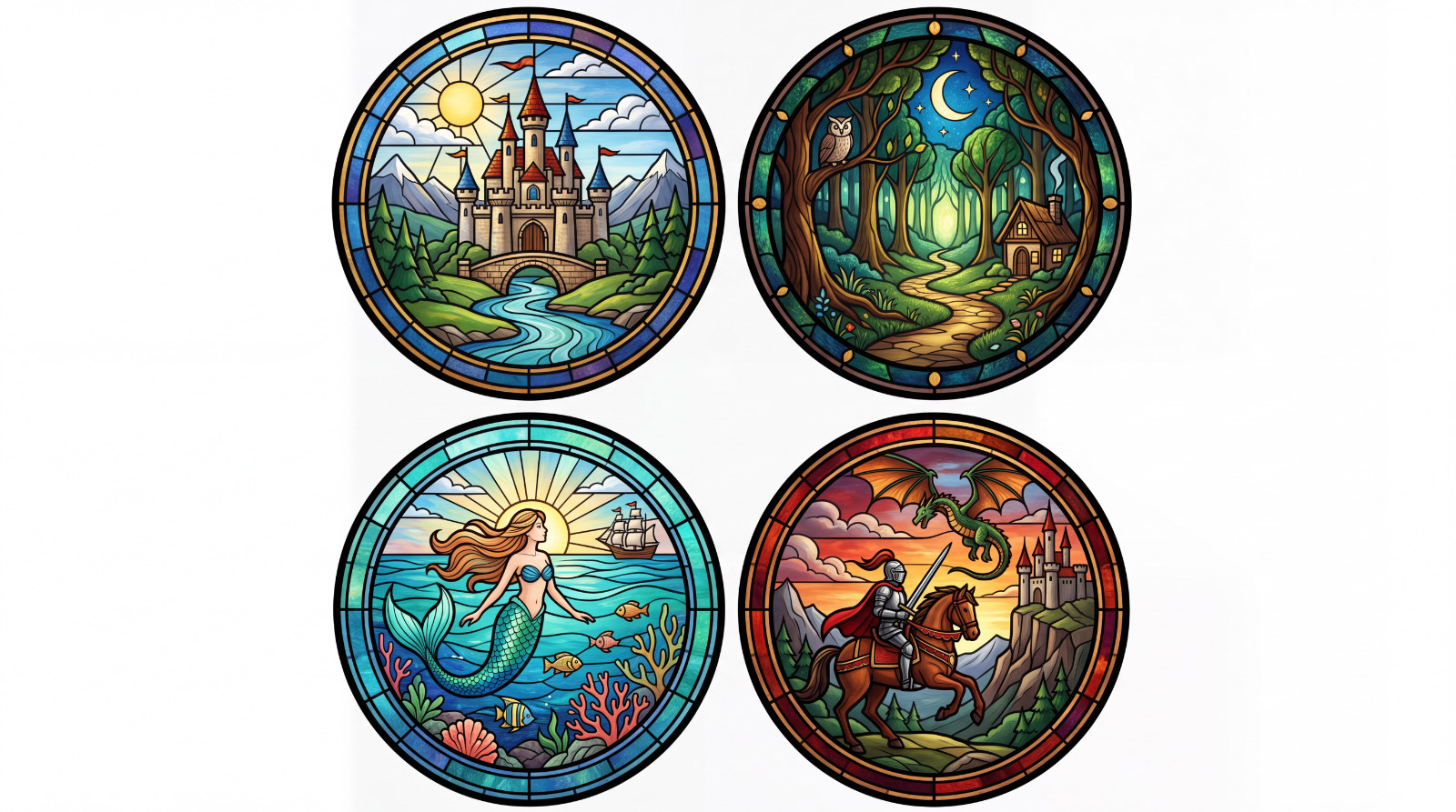 Fantasy Stained Glass Window Cling Decals