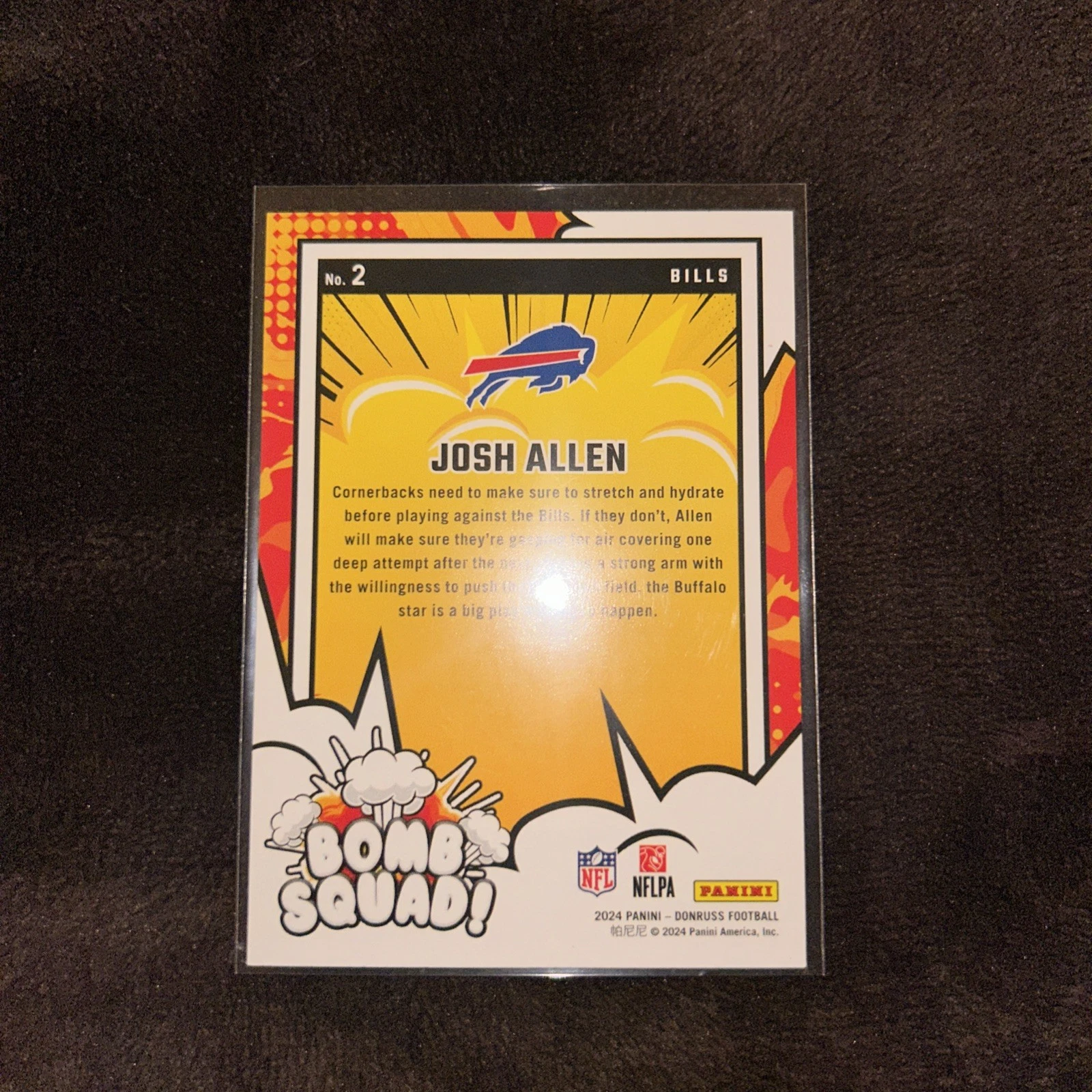 2024 Panini Donruss Bomb Squad Josh Allen #2 Buffalo Bills Insert - product detail image 2