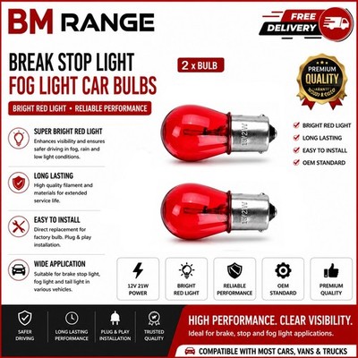 2x 382 R ROT 12V 21W BA15s BRAKE STOP NEBELSCHEINWERFER AUTO BIRNEN SINGLE FILAMENT