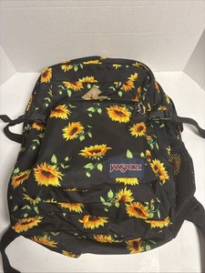 black sunflower jansport backpack SuperBreak Plus Tiny blue embroidered butterflies pop against black for a set that brings contrast with a softer edge Jansport Superbreak Plus Backpack, One