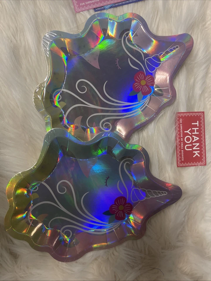 Platos de papel de aluminio de unicornio de 7 pulgadas 8 por paquete de vajilla LOTE DE 2 Foto 2 de 3