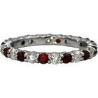 14k White Gold VS Diamond and Ruby Eternity Band Ring 1.45CT Size 6