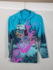 Crystal Rock by Christian Audigier Hoodie S Blue Outdoor Rhinestone Y2K Retro