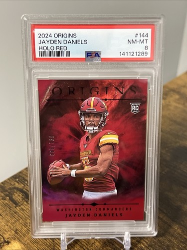 2024 Jayden Daniels Origins #144 Holo Red /299 PSA 8 RC Commanders