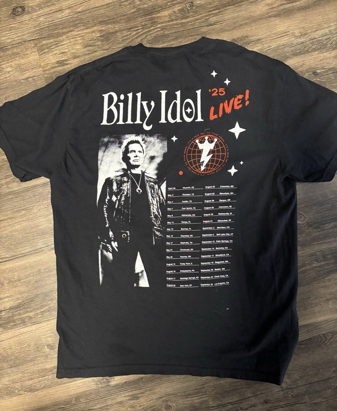 Billy Idol Live ‘25 Concert Shirt, 2025 Tour, Adult Large, Tee, T-shirt Rock