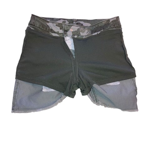 Justice Distressed Raw Edge Green Camo Skirt Skort Girls 10 - Picture 3 of 7