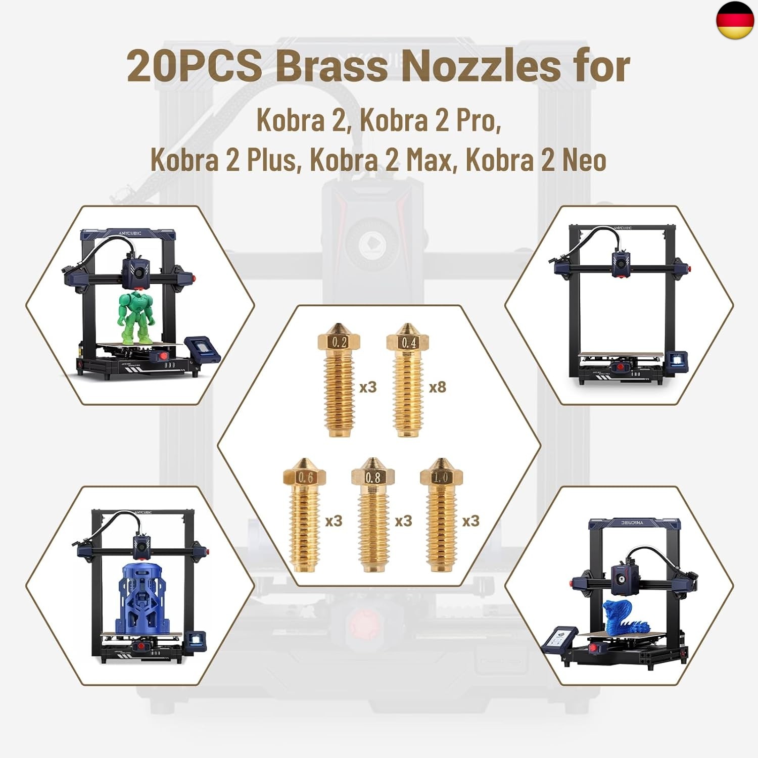 LALAGO 20-Teiliges Düsen-Set für Kobra 2, 3D Drucker Düsen Nozzle Set für Any - Bild 5