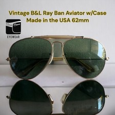 Vintage B L RayBan Aviator Sunglasses w/Case-B L Green Tempered Glass Lenses-USA