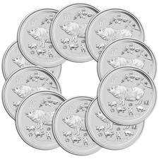 10 x 1 oz Silber Lunar Schwein 2019 - 15€ Rabatt ab 3 St.