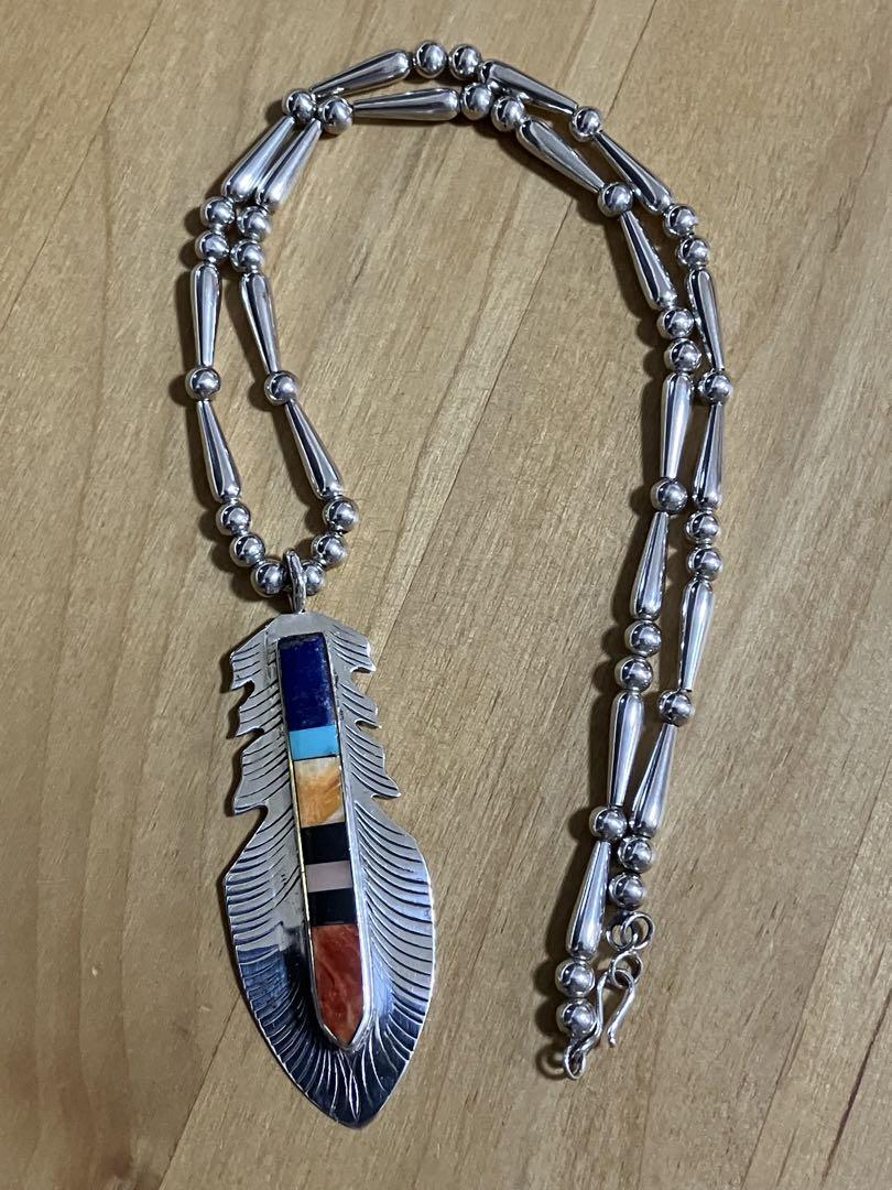 舎*）様 indian jewelry Frank Yellowhorse indian jewelry Navajo Frank Yellowhorse Pendant & Beaded