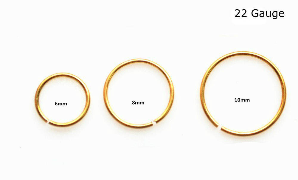 Gold Titanium Anodized Stainless Steel Nose Ring Hoop 8mm 22 G | eBay