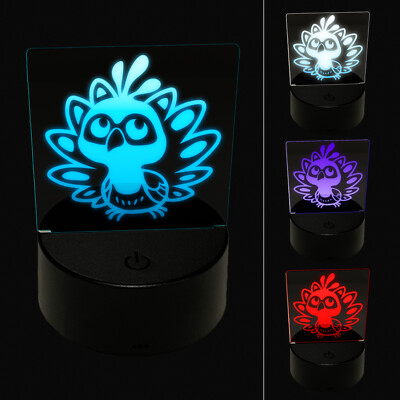 Cute Kawaii Peacock Bird 3D Illusion LED Night Light Sign Lamp