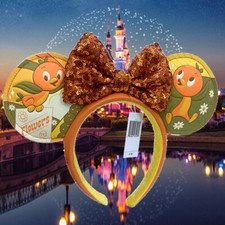 DisneyParks Flower&Garden Sequin Bow/Orange Bird Ears Headband XMAS