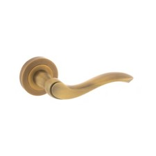 Pair - Door Handle Set Matt Antique Brass Traditional Soft Curve Internal Handle