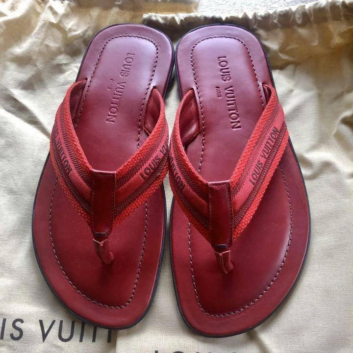 LOUIS VUITTON Red Faux Leather Men's Thong Sandals UK Size 6 JAPAN  NEVER USED