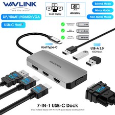 7-IN-1 USB C Quad Display Docking Station for HP/Dell/Lenovo/Mac/Surface Laptops