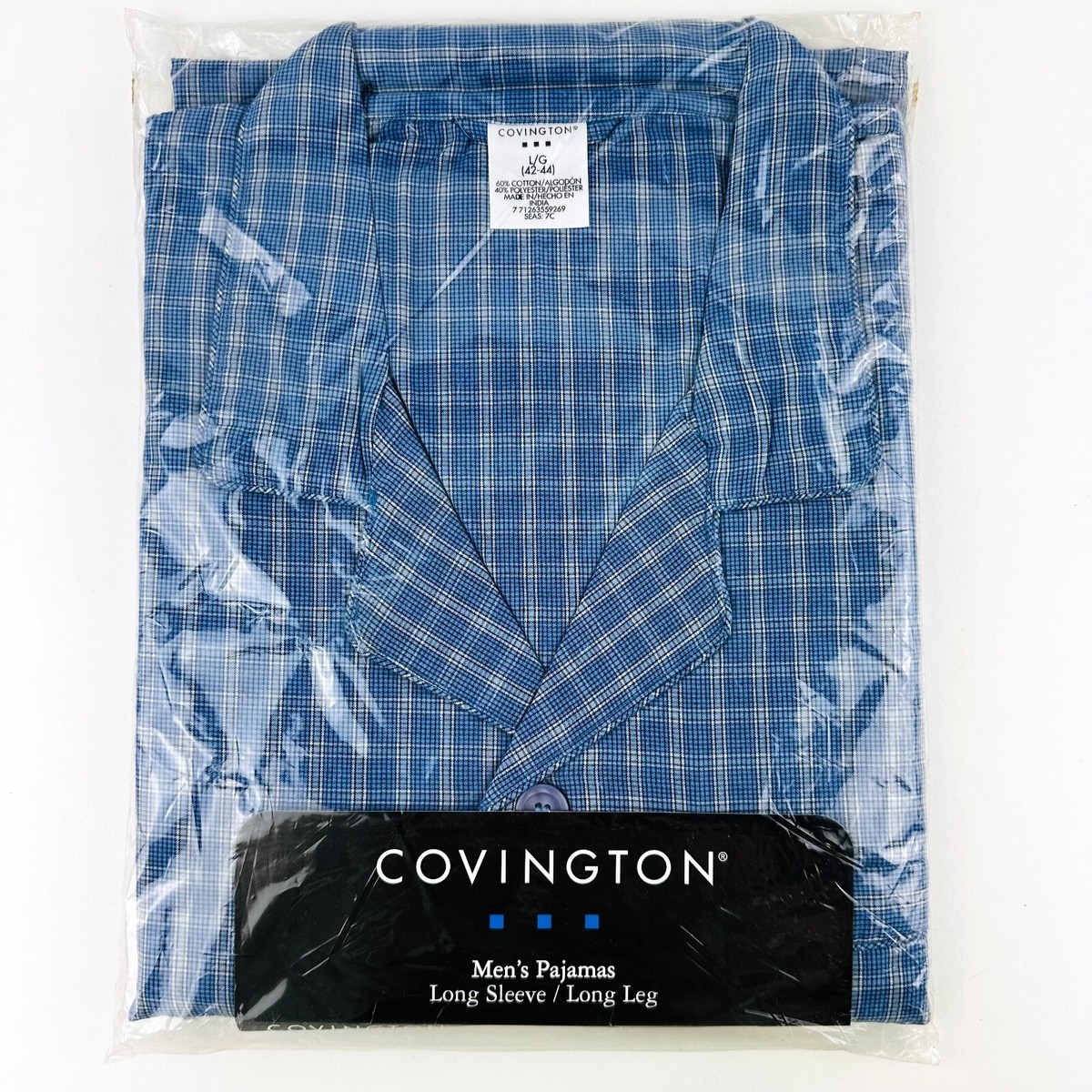 NEW Covington Mens Long Sleeve Flannel Pajama Set M Medium Black
