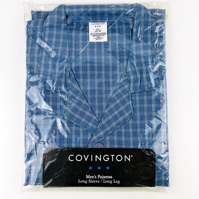 NEW Covington Mens Long Sleeve Flannel Pajama Set M Medium Black