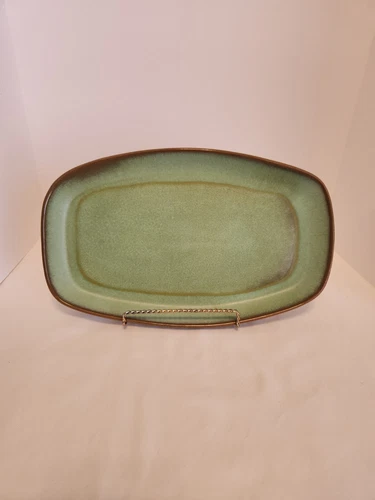Frankoma Pottery 5F Plainsman Prairie Green Platter 8" X 13.5"