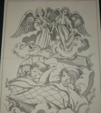  * TRI CHEM 7420 GUARDING ANGELS CHILDREN SLEEPING Picture TRICHEM
