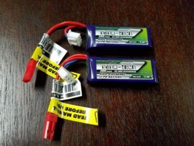 2x NANO TECH 300mAh 2S 7.4 45 90c LIPO BATTERY 1/24 Losi  Truggy SCT  CARISMA